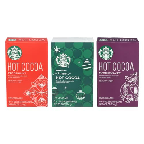 Starbucks Hot Cocoa Mix Packets Variety Pack, 1 Box Peppermint Hot Cocoa, 1 Mix Classic Hot Cocoa, 1 Box Marshmallow Hot Cocoa, 8-1oz Packets/Box (Pack of 3 Boxes) | Amazon (US)