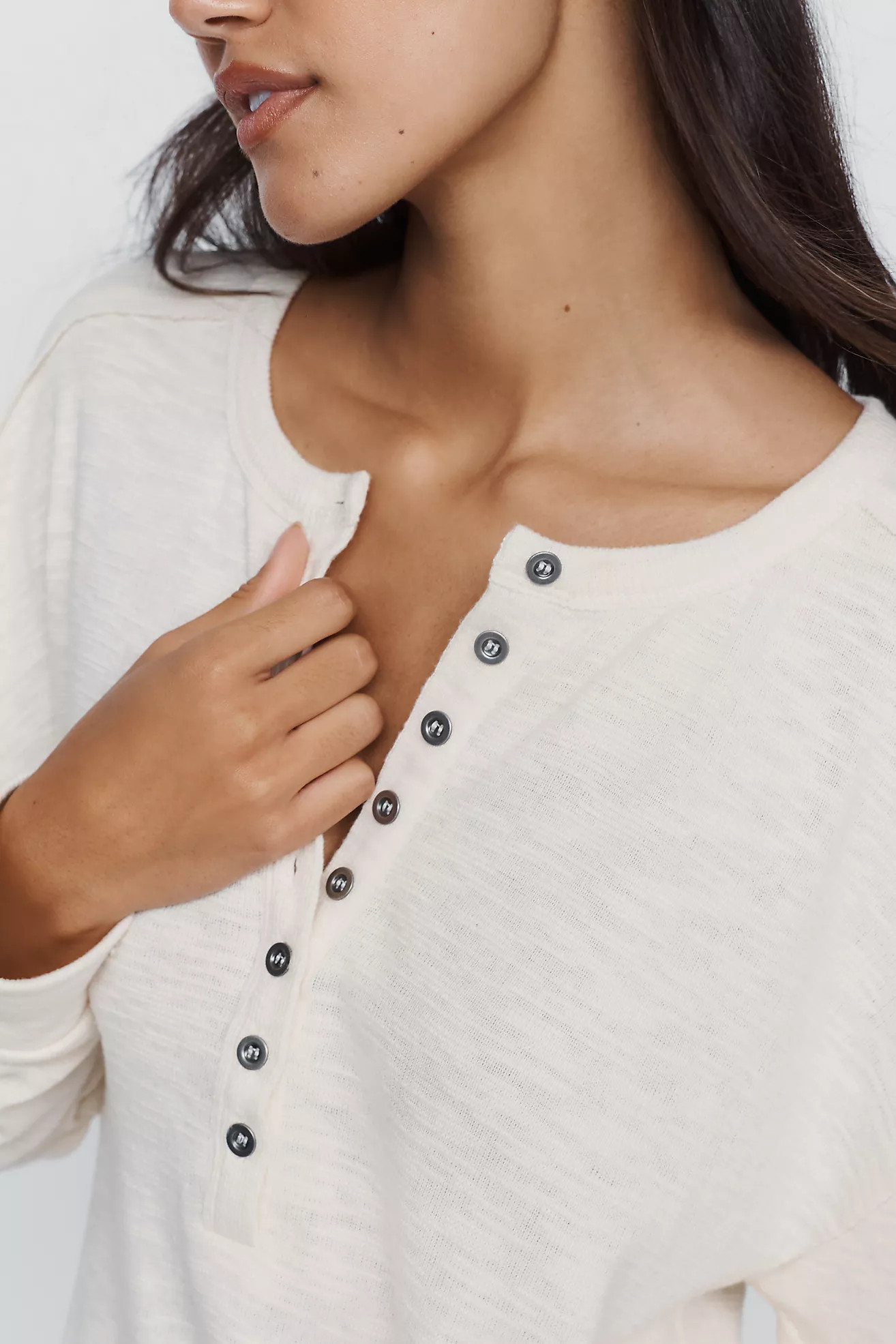 100% Cotton Slub Henley Top | Anthropologie (US)