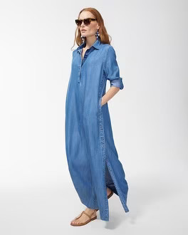 Tencel Side Button Maxi Shirt Dress | Chico's