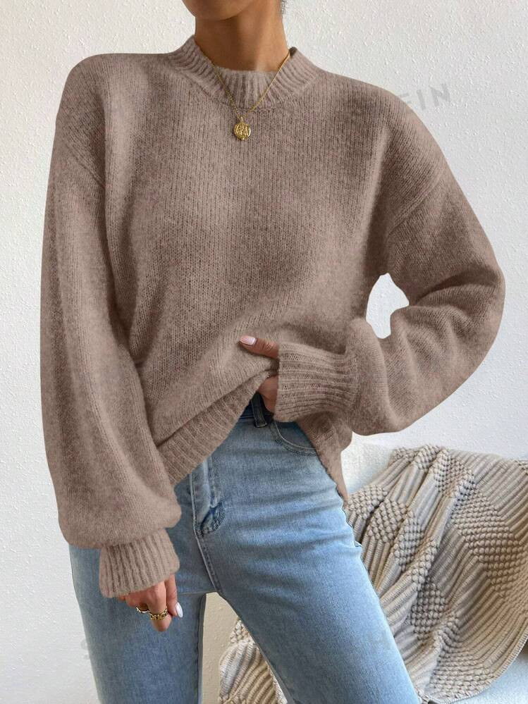 SHEIN Relaxiva Women's Drop Shoulder Long Sleeve Sweater Pullover | SHEIN