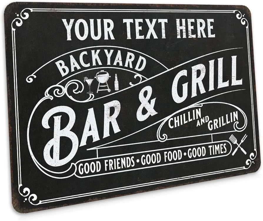 Backyard Bar and Grill Personalized Sign Patio Décorative Outdoor Signs Porch Backyard Décor 16... | Amazon (US)