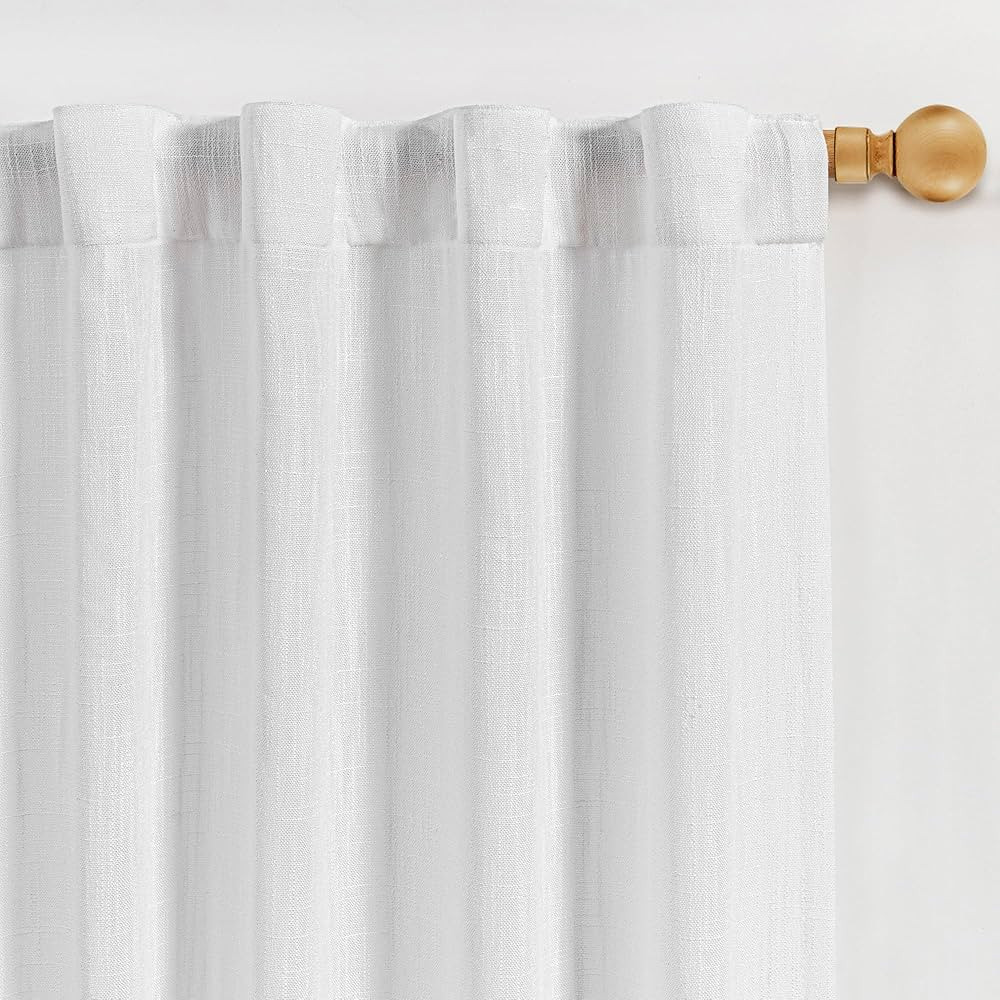 MYSKY HOME White Curtains 84 Inch Length 2 Panels Set, Semi Sheer Cotton Blend Soft Touch Light F... | Amazon (US)