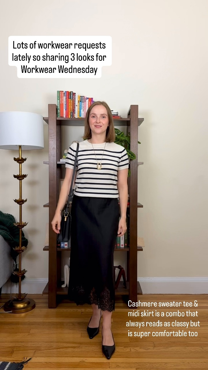 Workwear inspiration for fall transition!
Own and love this cashmere tee in 4 colors (wearing size small)
Linen skirt with lace trim size small

#LTKSaleAlert #LTKPetite #LTKWorkwear