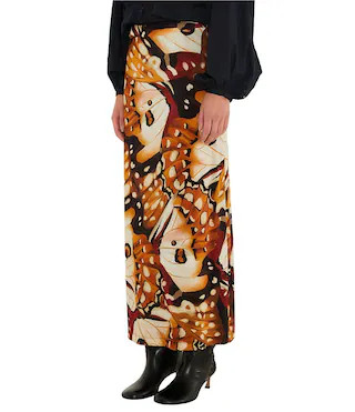 Farm Rio Borbofly Multicolor Printed Jersey Midi Skirt -  L | Dillard's
