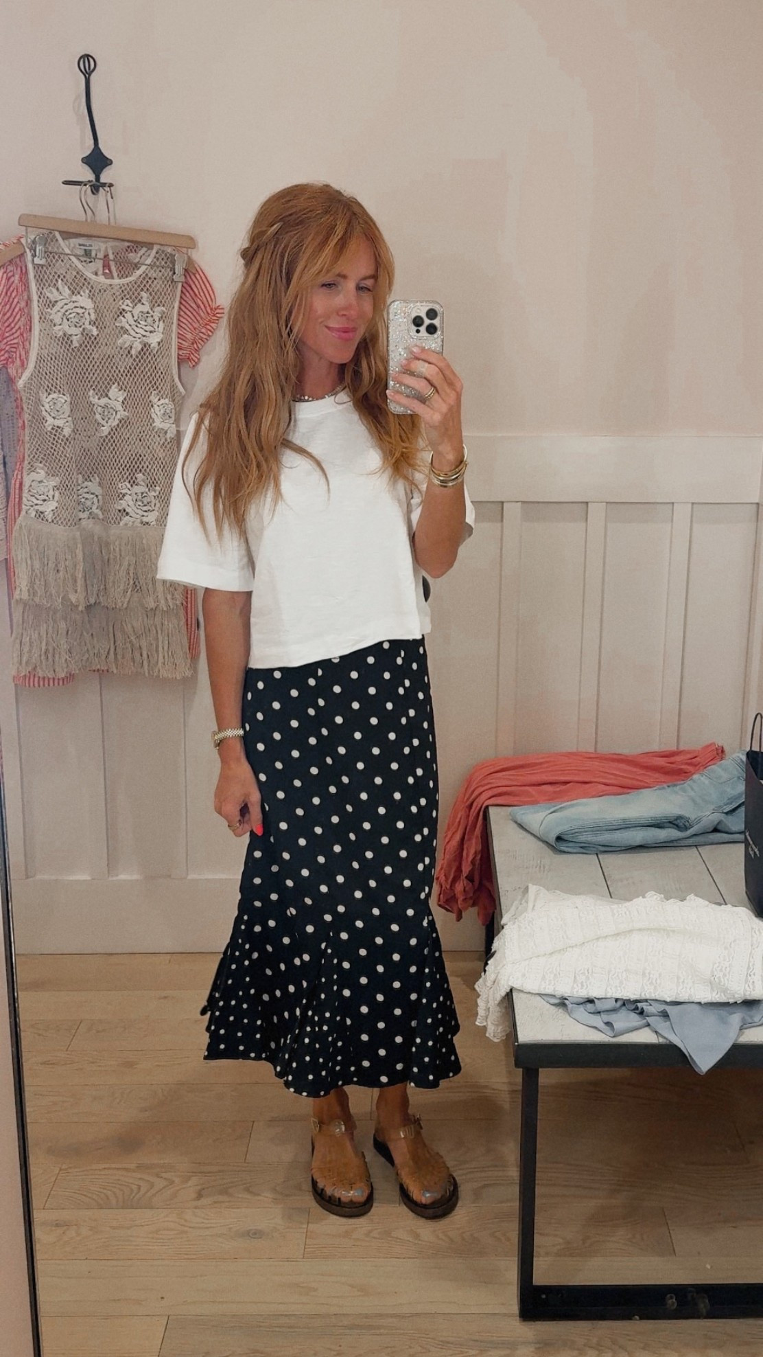 Everything runs TTS! If you’re in between sizes on shoes, I’d size down! Loving polka dots lately!! 

@Anthropologie

#LTKootd