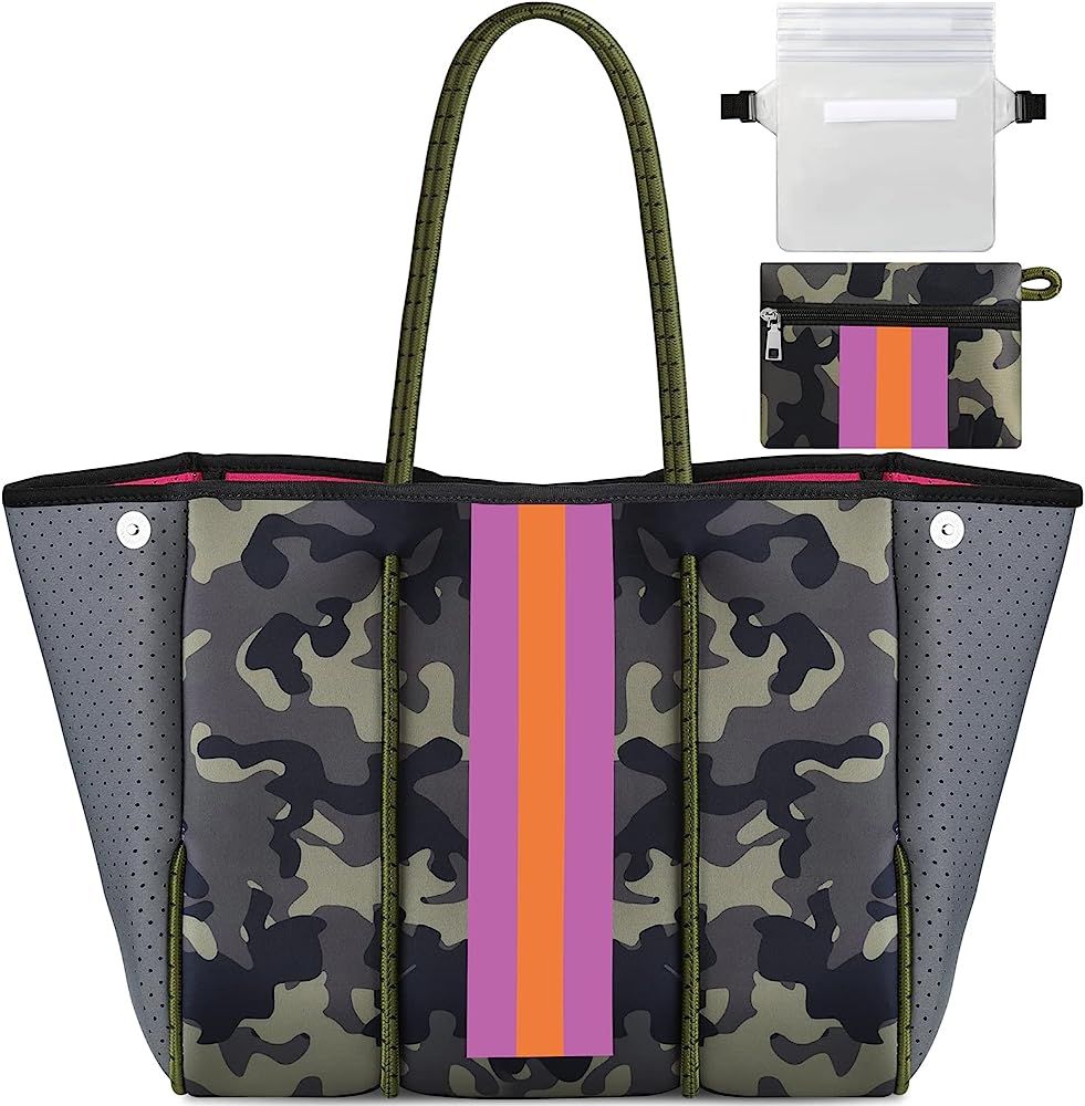 Neoprene Tote Bag Large Neoprene Beach Bag for Women Travel Tote Bag(L/XL) | Amazon (US)