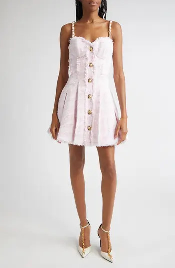 Chain Strap Tweed Fit & Flare Dress | Nordstrom