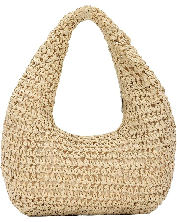 GOKTOW Crescent Straw Handbag for Women,Summer Raffia Beach Purse Tote Hobo Bag 2025 | Amazon (US)