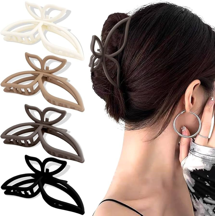Ahoney 4Pcs Butterfly Claw Clips Butterfly Hair Clips 4.3" Hair Clips for Women Girls Non Slip Cu... | Amazon (US)