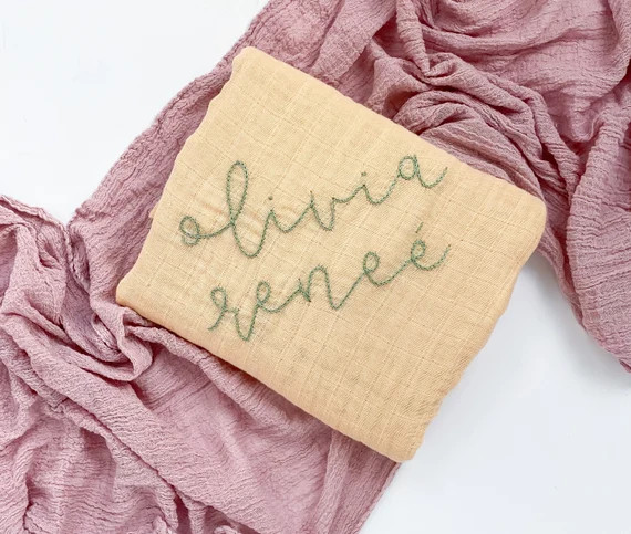 SAND Custom Hand Embroidered Personalized Swaddle Name | Etsy | Etsy (US)