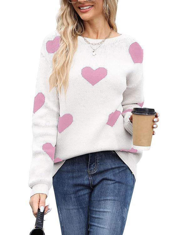 Alsol Lamesa Women’s Cute Heart Sweater Long Sleeve Casual Pullover Knitted Valentines Sweaters... | Amazon (US)
