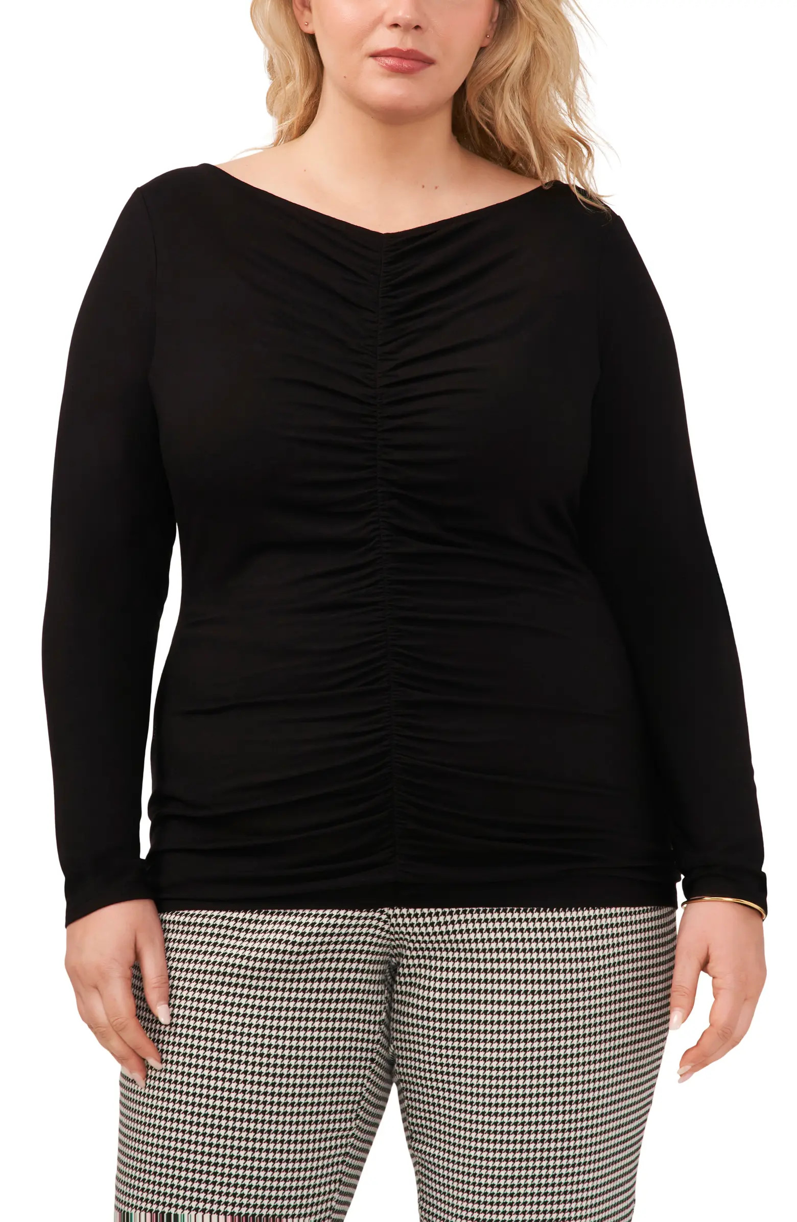 Ruched Boatneck Long Sleeve Top | Nordstrom