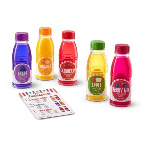Melissa & Doug Tip & Sip Toy Juice Bottles and Activity Card (6pc) | Target