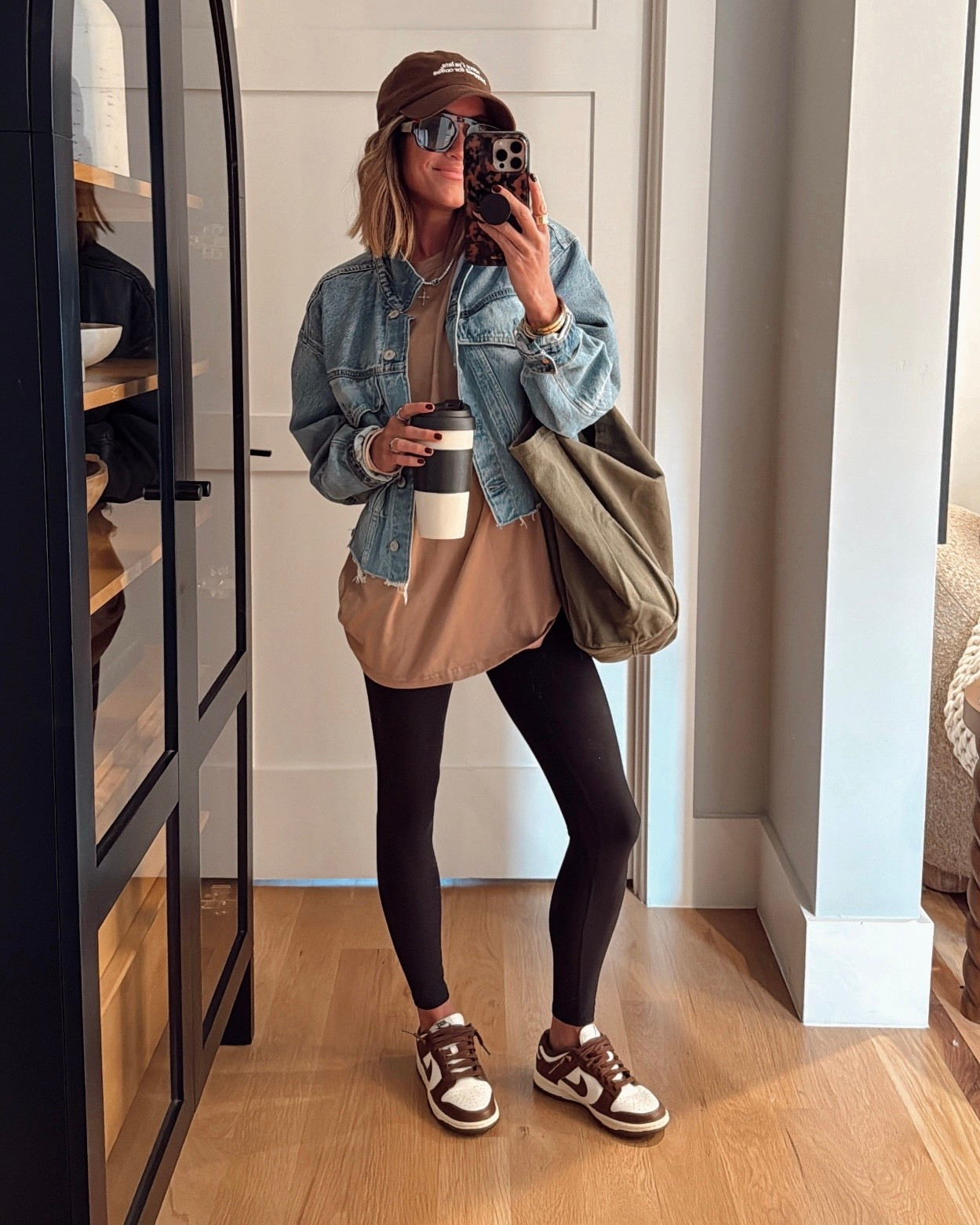 Basic doesn’t have to mean boring 🤎 my jacket is 50% off today! Wearing size small, if in between I would size up. I sized up to a medium in the tee for added length to wear with leggings. 
Shoes are 20% off with code SPORT 🙌🏼

#LTKStyleTip #LTKFindsUnder100 #LTKSaleAlert