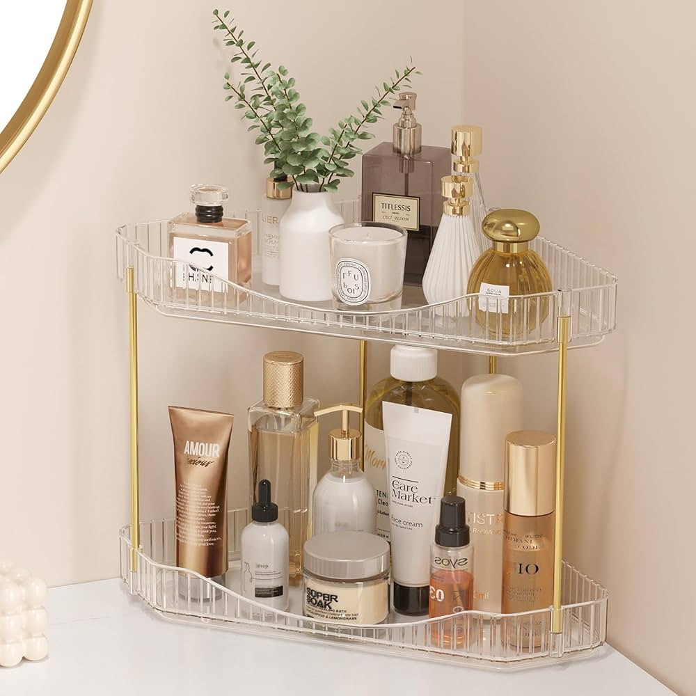 Lifewit 2-Tier Corner Bathroom Counter Organizer, Plastic Makeup Skincare Organizers Storage Coun... | Amazon (US)