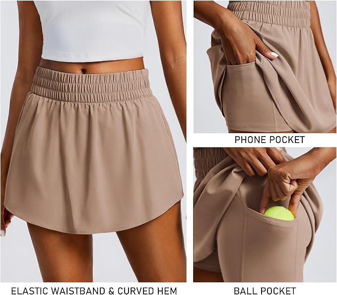 PINSPARK Womens Tennis Skirt High Elastic Waisted Golf Skort with 2 Pockets Curved Hem Athletic S... | Amazon (US)