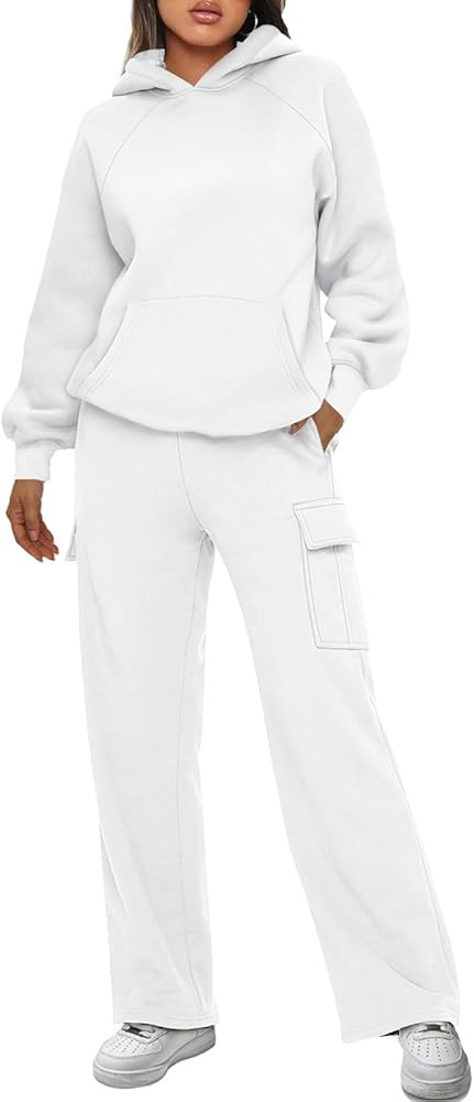 AUTOMET Womens 2 Piece Outfits Sweatsuits Sets Long Sleeve Sweatshirts with Cargo Sweatpants | Amazon (US)