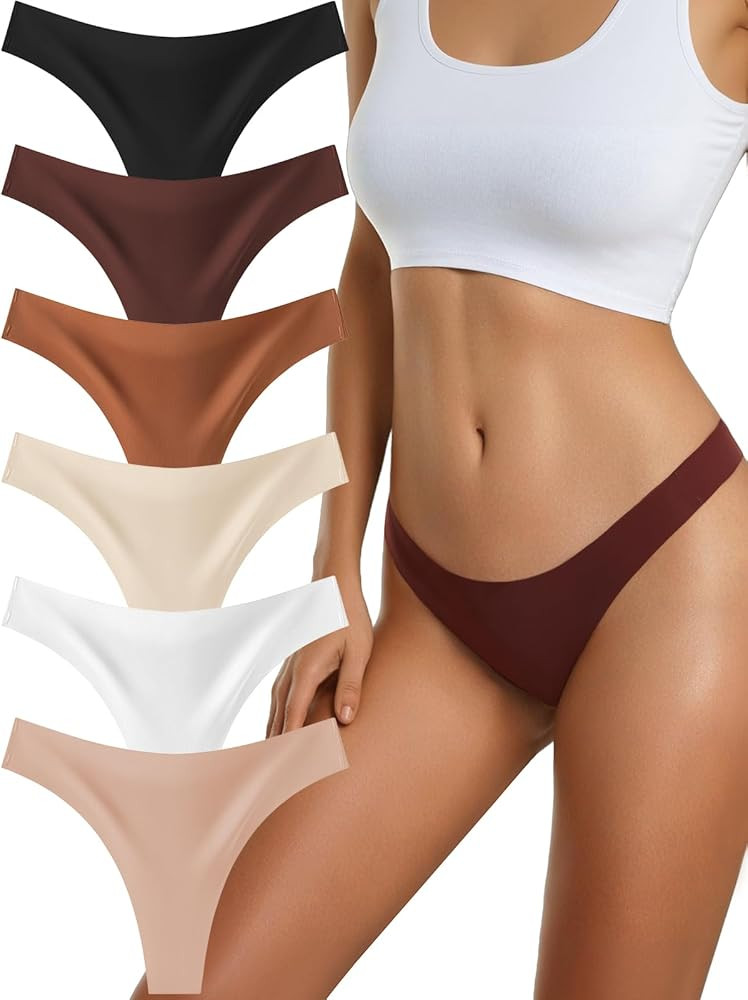 Seamless Thongs for Women, No Show Sexy Womens Underwear Stretch Breathable Comfortable Ladies Pa... | Amazon (US)