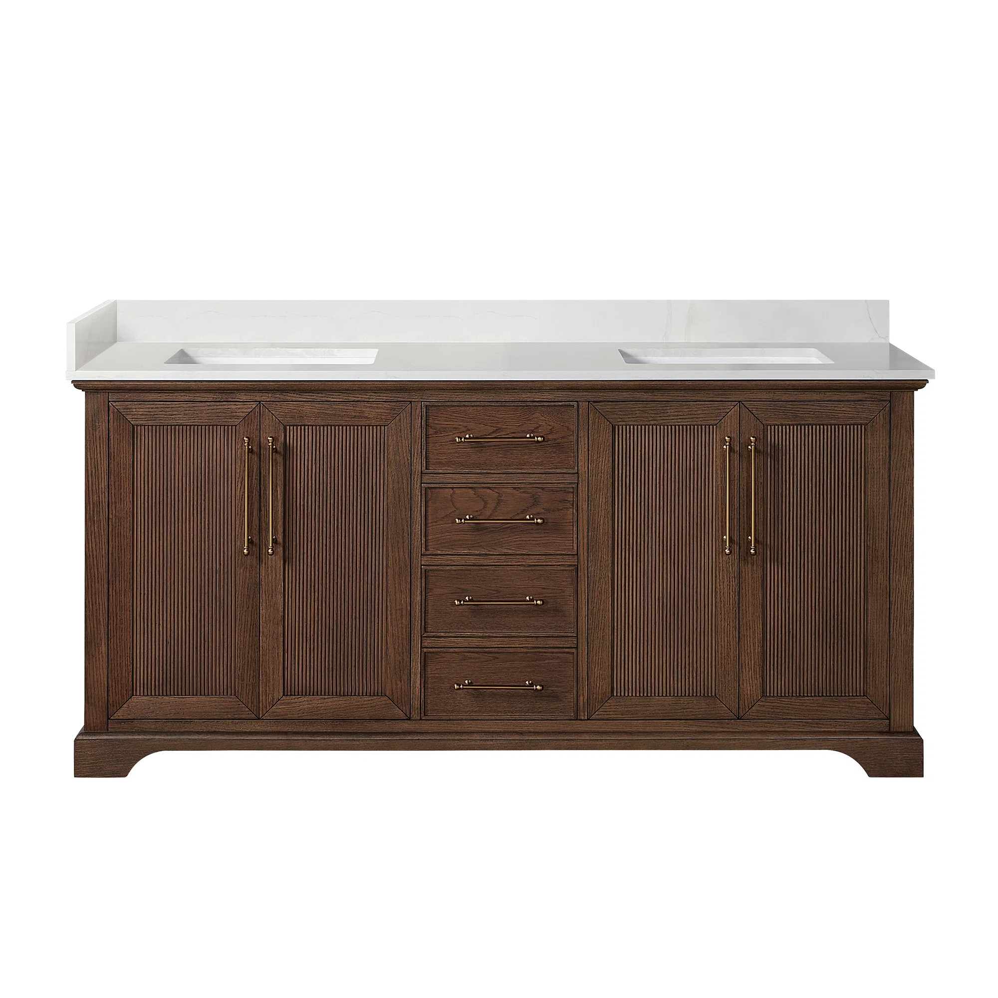 Friedliese 72" Double Bath Vanity with Silk White Quartz Stone Top | Wayfair North America