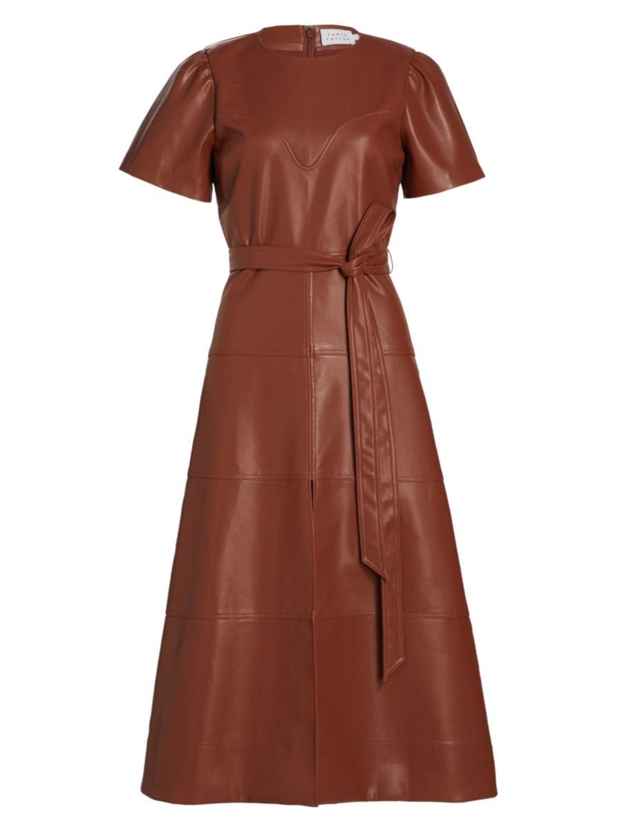 Hudsonella Belted Vegan Leather Midi-Dress | Saks Fifth Avenue