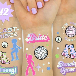 Last Disco Temporary Tattoos - 42 Glitter Styles | Bachelorette Party Decoration, Bridesmaid Favo... | Etsy (US)