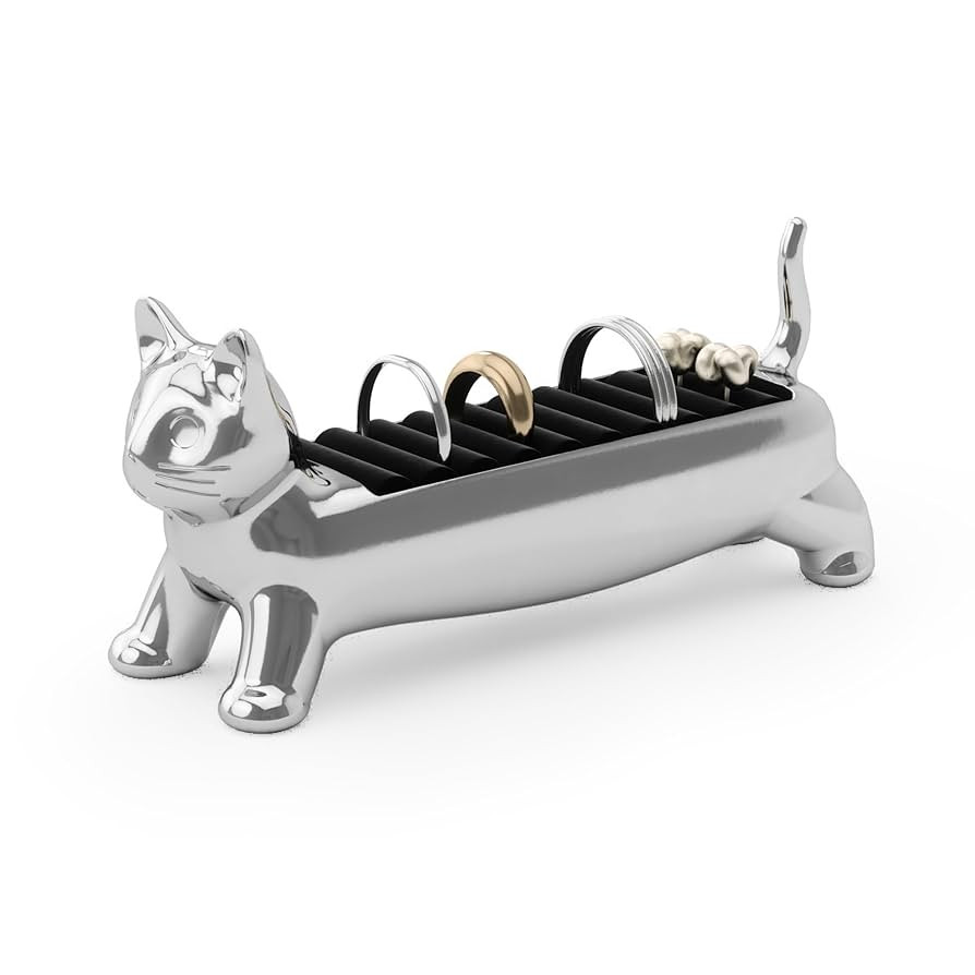 Umbra Cat Ring Holder - Gift for Cat Lovers - Jewelry Storage, Chrome | Amazon (US)