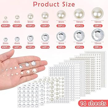 2032 Pieces Self Adhesive Hair Gems and Hair Pearls, Face Pearls and Jewels Stickers for Makeup, ... | Amazon (US)
