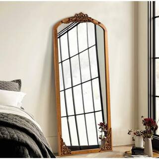 21 in. W x 64 in. H Carved Wooden Full Length Mirror in Gold | The Home Depot