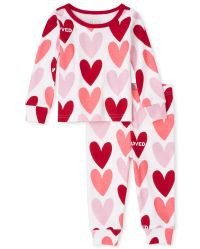 Baby And Toddler Girls Long Sleeve Valentine's Day Heart Print Snug Fit Cotton Pajamas | The Chil... | The Children's Place
