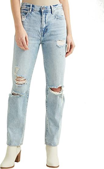 ALTAR'D STATE Women's High Rise Jeans, Ripped Denim with Zipper Closure, Blue and Black | Amazon (US)