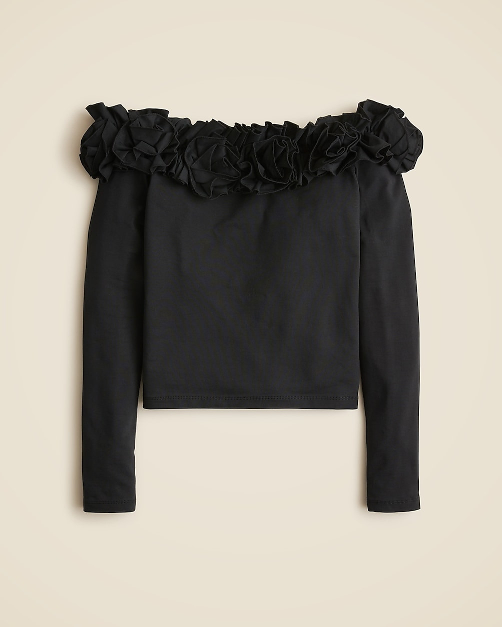 Stretch cotton-blend off-the-shoulder top with rosettes | J. Crew US