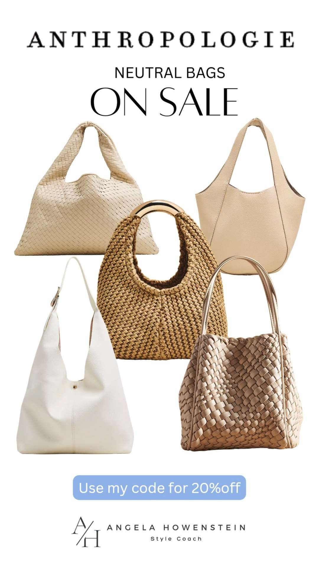 20% off with code ANGELA20! 🤍

A beautiful neutral handbag is one of the best investments you can make, and these Anthropologie bags are all on sale. These timeless styles will go with everything from jeans and dresses to your favorite travel outfits.

❤️ Heart = Support my posts
📌 Save = Get sale & restock alerts
🛍️ Follow me on LTK for more effortless style. 

 #LTKootd #LTKOver40 #LTKSaleAlert