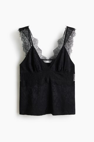 H & M - Lace-Detail Top - Black | H&M (US + CA)