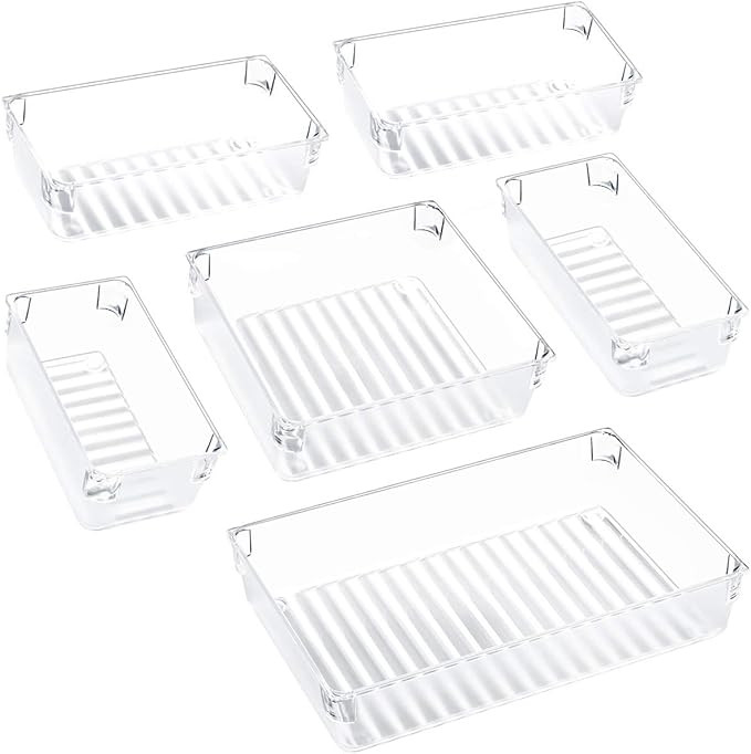 Kootek Desk Drawer Organizer Trays with 3-Size Drawer Dividers 6 Organizers Bins Customize Layout... | Amazon (US)