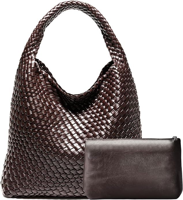 Woven Bag Purses and Handbags, Woven Vegan Leather Bag For Women, Woven Tote Bag Shoulder Bag Top... | Amazon (US)