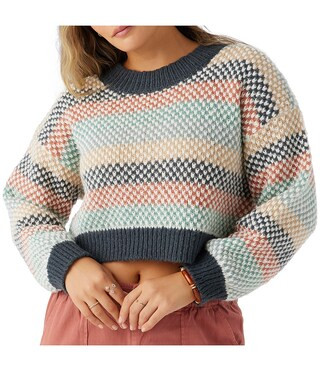 Billie Long Sleeve Patterned Cropped Sweater | Dillard's