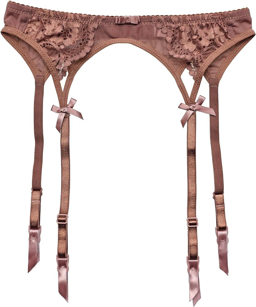 TVRtyle Slim Women’s Coffee Lace Metal Clips Sexy Garter Belts for Stockings S512C | Amazon (US)