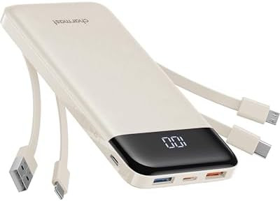 charmast Portable Charger with Built in Cables, Power Bank with Cords Wires, Slim 10000mAh Travel... | Amazon (US)
