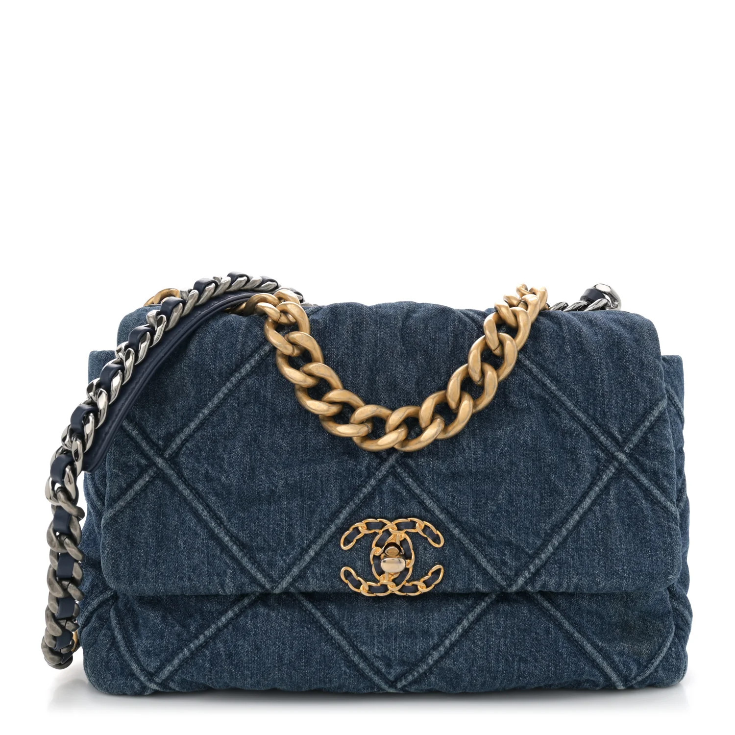 Denim Quilted Large Chanel 19 Flap Blue | FASHIONPHILE (US)