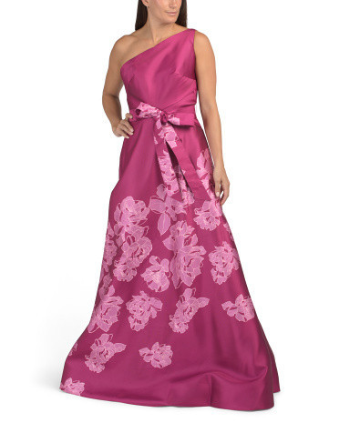 One Shoulder Floral Mikado Gown for Women | Polyester | Marshalls