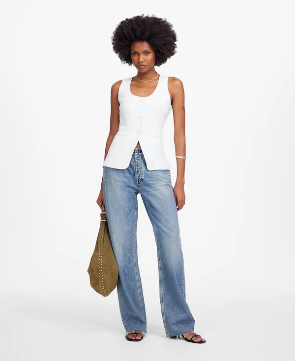 100% Linen Scoopneck Cutaway Vest | Madewell | Madewell