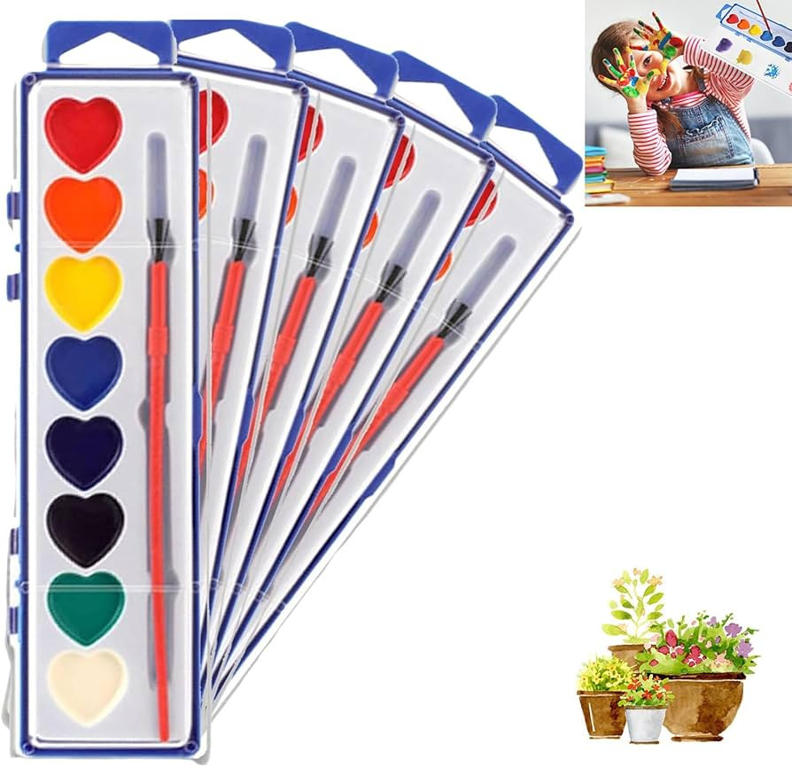 Heart Watercolor Paint Set, Valentines Day Painting Kit, Heart Shaped Watercolor Paint Set, 8 Col... | Amazon (US)