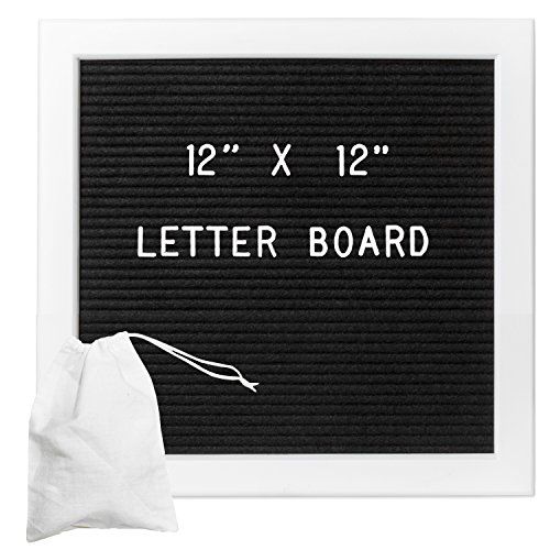 Felt Letter Board with 650 Letters, Numbers & Symbols - White Framed 12x12 Inch Changeable Message B | Amazon (US)