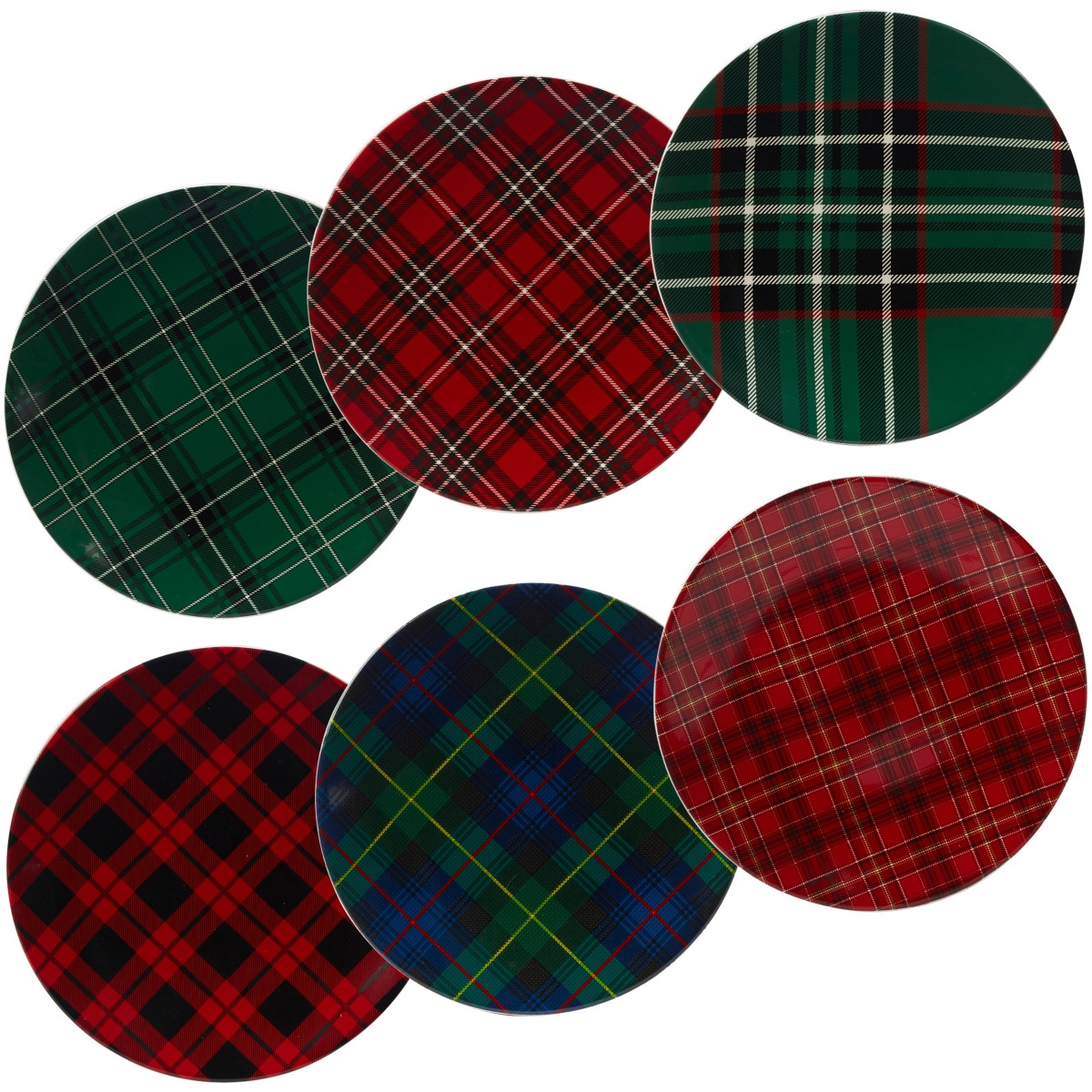 Certified International Christmas Plaid Dinner Plates, Set of 6 - Red/green | Macy's