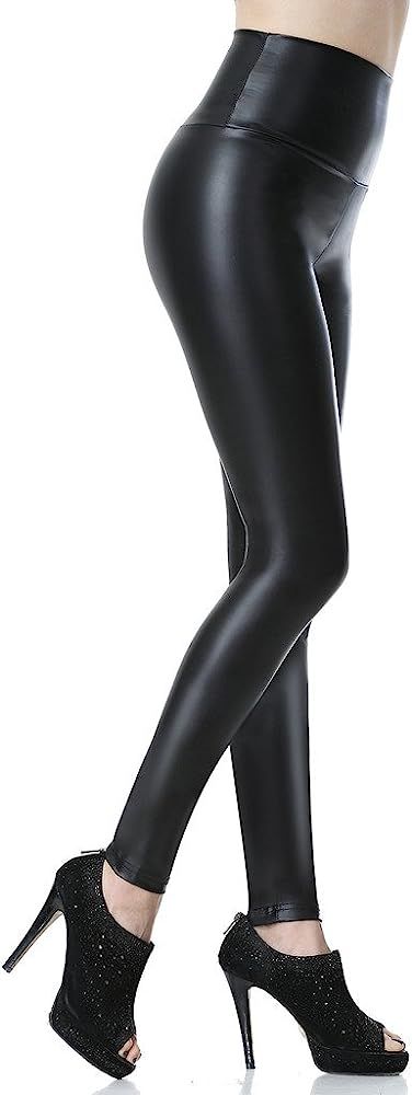Sexy Womens Faux Leather High Waisted Leggings | Amazon (US)