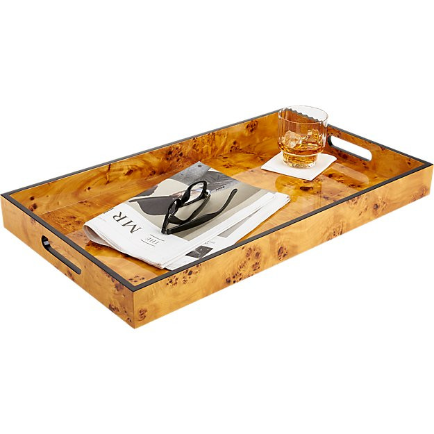 Burl Wood Rectangular Tray | CB2