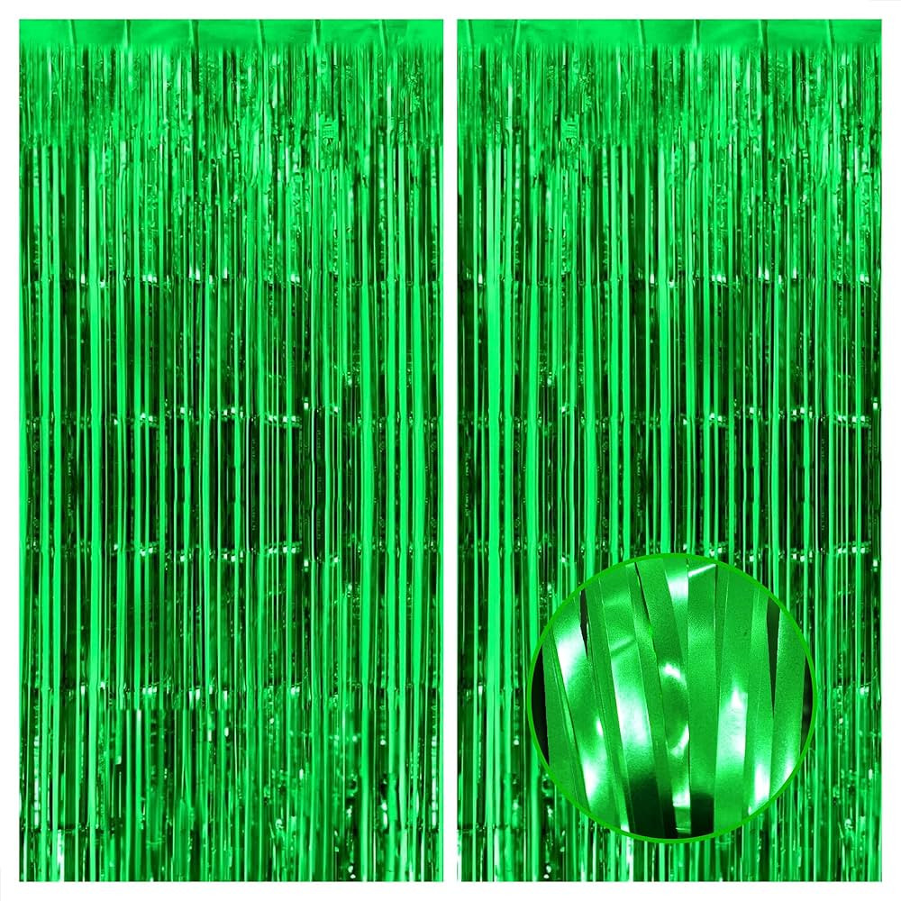 KatchOn, Green Streamers Party Decorations - 3.2x6.5 Feet, Pack of 2 | Green Backdrop Curtain for Green Birthday Decorations | Green Party Decorations | Halloween Backdrop for Halloween Decorations | Amazon (US)