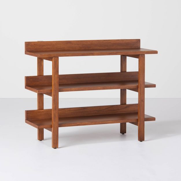 Lipped 3-Shelf Wood Console Brown - Hearth &#38; Hand&#8482; with Magnolia | Target
