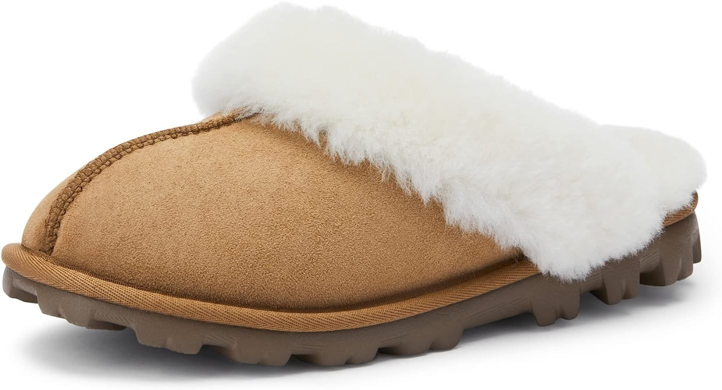WaySoft Genuine Australian Sheepskin Women Slippers, 100% Shearling Hard Bottom Slippers for Wome... | Amazon (US)