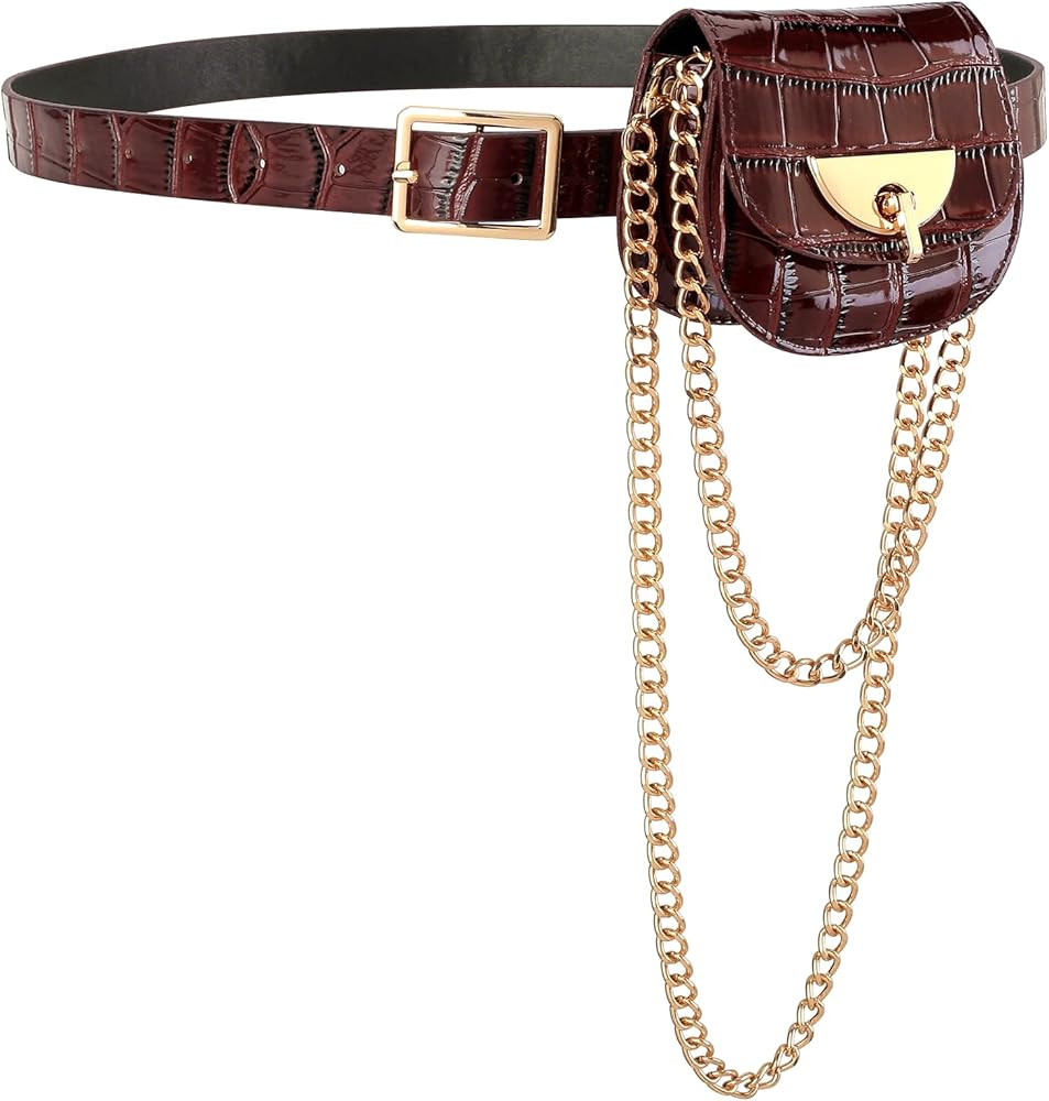 Women Fanny Waist Bag PU Leather Belt Bag for Women Fanny Pack Mini Belt Bag Crossbody Waist Purs... | Amazon (US)